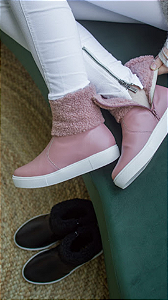 Tênis Botinha Gola Pelinhos New Mestiço Pétala Rosa 926949C