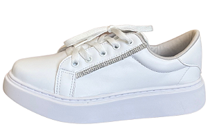 Tênis Casual Strass Napa Branco  10200B