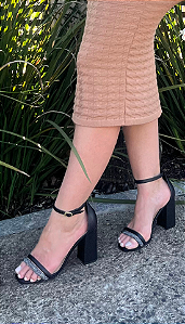 Sandália Salto Bloco Strass Bendito Conforto Preta 800090P