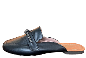Mule Rasteira Nó em Strass Napa Preto