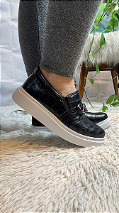 Tênis Slip On Corrente Croco Preto