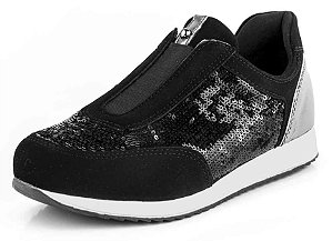 Tenis Jogging Lantejoulas Nobuck Preto