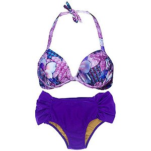 Conjunto Renata Estampa Roxa e Roxo
