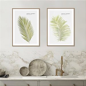 Conjunto de 2 Quadros Decorativos Folhas de Bambu. Coleção Assinada: Paola Cury