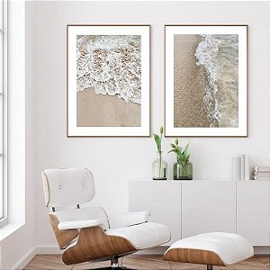 Conjunto de 2 Quadros Decorativos Espuma do Mar.