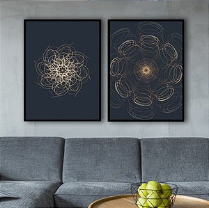 Conjunto com 2 quadros decorativos Mandala 5. Artista: Bruno Glad