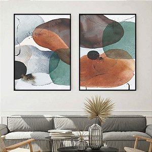 Conjunto de 2 Quadros Decorativos Menta e Terra. Coleção Assinada: Mariane Michels