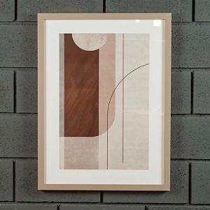 Conjunto de 2 quadros decorativos Geométrico Texturas Madeira, medida 0,60x0,80cm cada, com vidro e moldura cor Capuccino - Coleção Trend Touch.