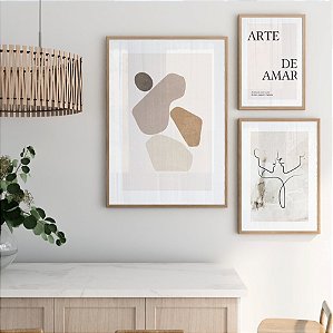 Conjunto de 3 Quadros Decorativos Abstratos e Arte de Amar. Coleção Assinada: Mariane Michels