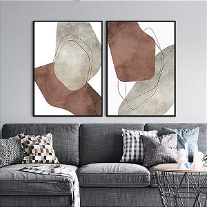 Conjunto de 2 Quadros Decorativos Abstratos Aquarela Cobre. Coleção Assinada: Mariane Michels