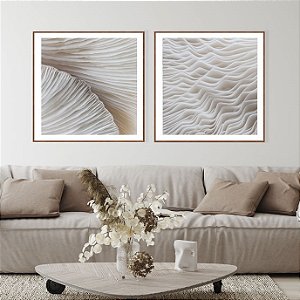 Conjunto com 2 quadros decorativos Linhas e Ondas Brancas. Coleção Assinada: Paola Cury