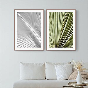 Conjunto com 2 quadros decorativos Detalhes Folhas entre a Natureza. Coleção Assinada: Paola Cury