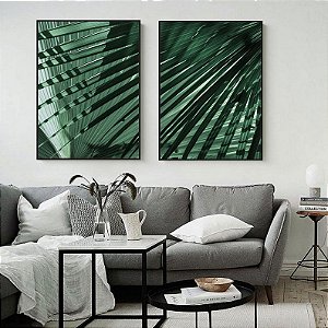 Conjunto com 2 quadros decorativos Folhagem Verde. Coleção Assinada: Paola Cury