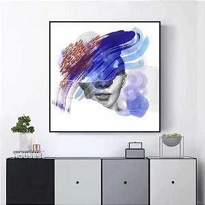 Quadro Decorativo Série Mulheres - Tons Azul. Artista: Mariana San Martin