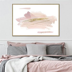 Quadro Decorativo Tons Delicados Rosa e Dourado. Artista: Jonathan Borba