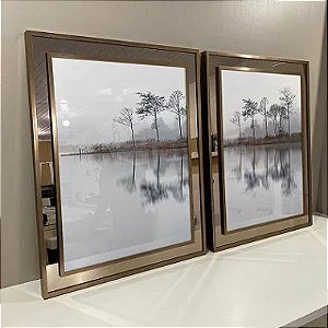 Conjunto de 2 quadros Árvore e seu Reflexo com detalhe em Espelho.