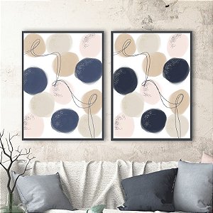 Conjunto com 2 quadros decorativos Ligações Circulares. Artista: Rafaela Grimm