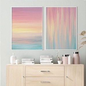 Conjunto com 2 quadros decorativos Sunset. Artista: Rafaela Grimm