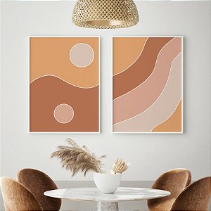 Conjunto com 2 quadros decorativos Sol e Terra. Artista: Rafaela Grimm