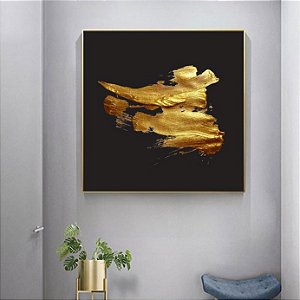 Quadro Decorativo Abstrato Dourado. Coleção Assinada: Daniel Kroth