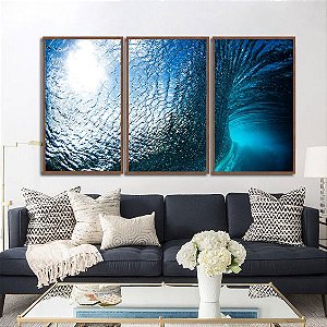 Conjunto com 3 quadros decorativos Dentro do Mar. Artista: Renato Tinoco