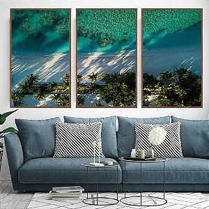 Conjunto com 3 quadros decorativos Fotografia Continuação da Praia. Artista: Renato Tinoco