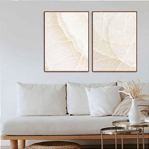 Conjunto com 2 quadros decorativos Detalhes Folha Nude. Coleção Assinada: Eduardo Muzzi