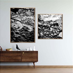 Conjunto de 2 Quadros Decorativos Paisagens em Preto e Branco. Artista: Lu Oliari