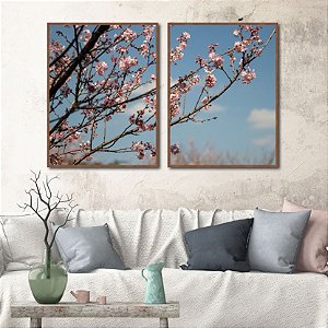 Conjunto com 2 quadros decorativos Flores de Cerejeira. Artista: Marcos Lima