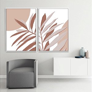 Conjunto com 2 quadros decorativos Natureza Ilustrada Tons de Rosa. Artista: Natália Decarle