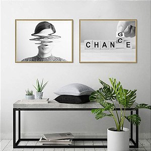 Conjunto com 2 quadros decorativos Reivente-se. Coleção Assinada: Daniel Kroth