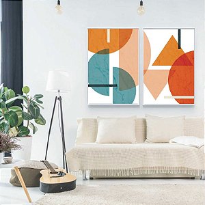 Conjunto de 2 Quadros Decorativos Formas  geometricas. Artista: Leandro Francisca