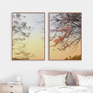 Conjunto de 2 Quadros Decorativos Árvore Florida