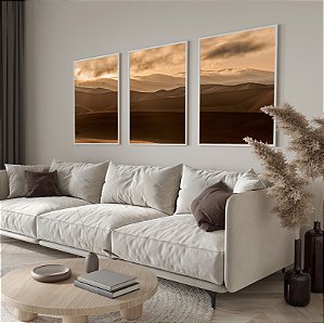 Conjunto com 3 quadros decorativos Elemento Terra. Coleção Assinada: Liliane Oliveira