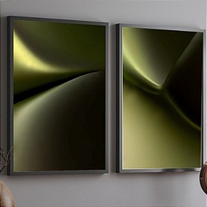 Conjunto de 2 quadros decorativos Métalico Verde.