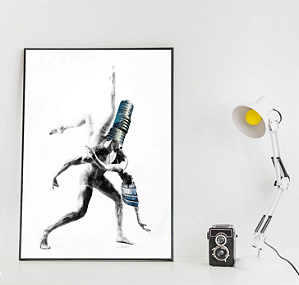 Quadro decorativo abstrato conexão de corpos.