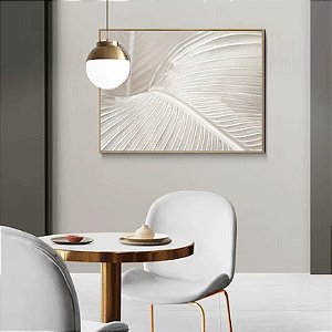 Quadro Decorativo Folhas neutras. Coleção assinada: Tamires Marques.