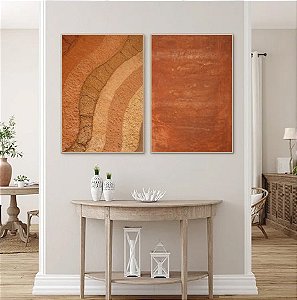 Conjunto de 2 Quadros Decorativos Abstratos terrosos. Coleção Assinada: Tamires Marques