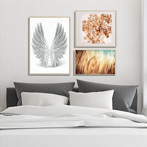 Composição 3 quadros decorativos Asas de anjos. Coleção Assinada: Tamires Marques