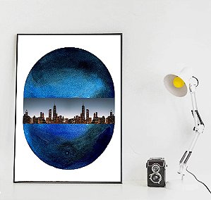 Quadro decorativo Cidade início da noite - Artista: Danilo Sbindio