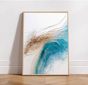 Quadro Decorativo Mar Abstrato azul com areia.