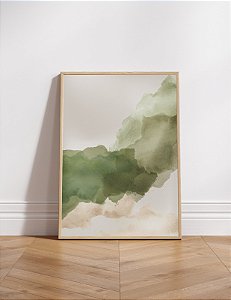 Quadro Decorativo abstrato vertical verde e bege
