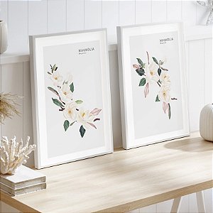 Conjunto de 2 Quadros Decorativos Magnólias. Coleção Assinada: Paola Cury