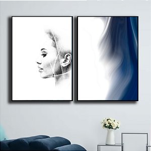 Conjunto com 2 Quadros Decorativos Geometria e Natureza Feminina. Artista: Patrícia Costa