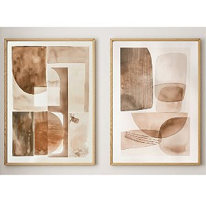 Conjunto com 2 quadros decorativos Formas Orgânicas Neutras. Artista: Jonathan Borba