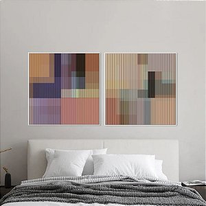 Conjunto com 2 quadros decorativos geometricos colorido e claro Artista: Patricia Costa