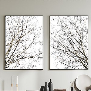 Conjunto de 2 Quadros Decorativos árvore com galhos.