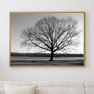 Quadro Decorativo árvore da vida preto e branco.