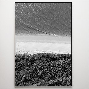 Quadro Decorativo Praia preto e branco.