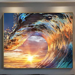 Quadro Decorativo Onda do mar ensolarada.